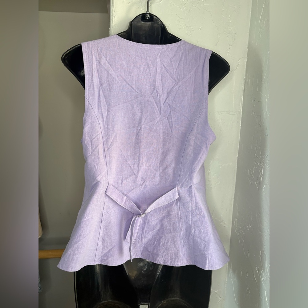 COCCKO Sleeveless scoop neck Lilac cover Button-Front Vest Top Sz L NWT lavender - Picture 4 of 6